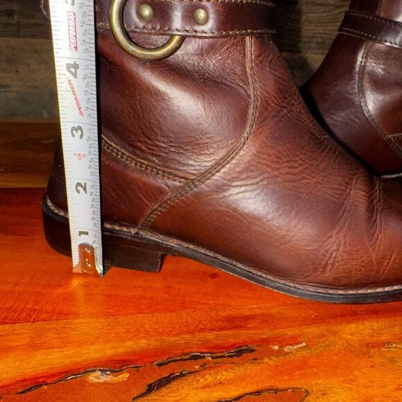 VTG FRYE SHIRLEY CUFFED FASHION RIDING BOOTS DARK BROWN LEATHER US SZ 6 M - Picture 5 of 13